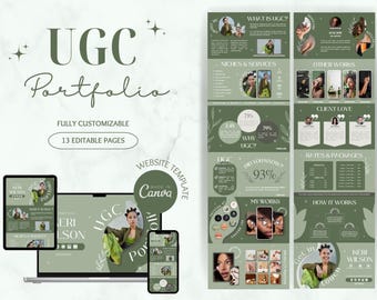 UGC Portfolio Template Canva, UGC Website Template, UGC portfolio for beginner, ugc Media Kit, Content Creator Kit, wellness coach portfolio