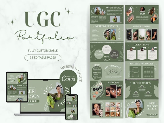 UGC Portfolio Template Canva, UGC Website Template, UGC portfolio for beginner, ugc Media Kit, Content Creator Kit, wellness coach portfolio