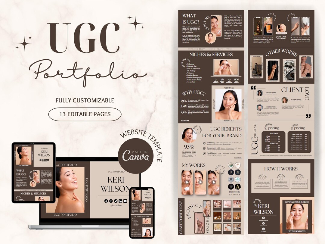 Canva UGC Portfolio Website Template, Media Kit (13-page) - Etsy