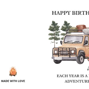 Happy Birthday Camping Card Digital Download