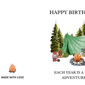 Tarjeta de camping feliz cumpleaños