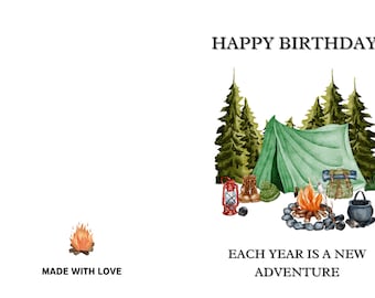 Cartão de acampamento de feliz aniversário