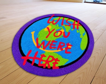 Handmade "Wish You Were Here" Tufted Rug | Cactus Jack Astroworld Style