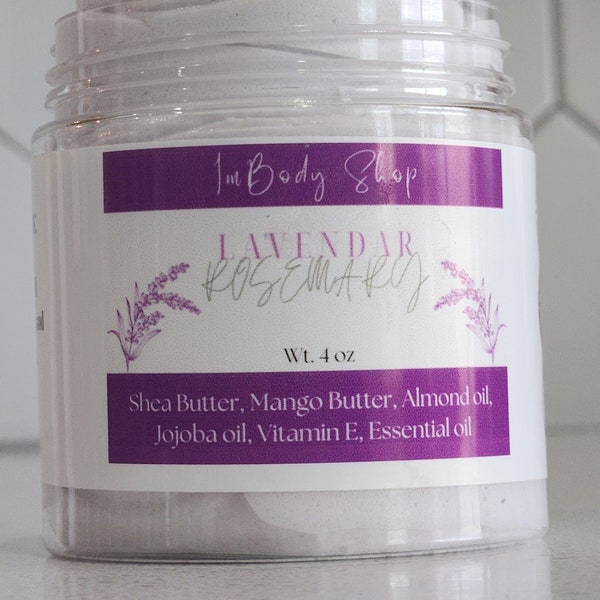Lavender Rosemary Body Butter, Skin Moisturizer, Natural Skincare, Organic Skincare, Baby Bump Cream, Eczema Cream, Gift for Her, Handmade