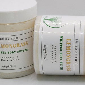 Whipped Lemongrass Body Butter: Vegan Shea Butter Moisturizer