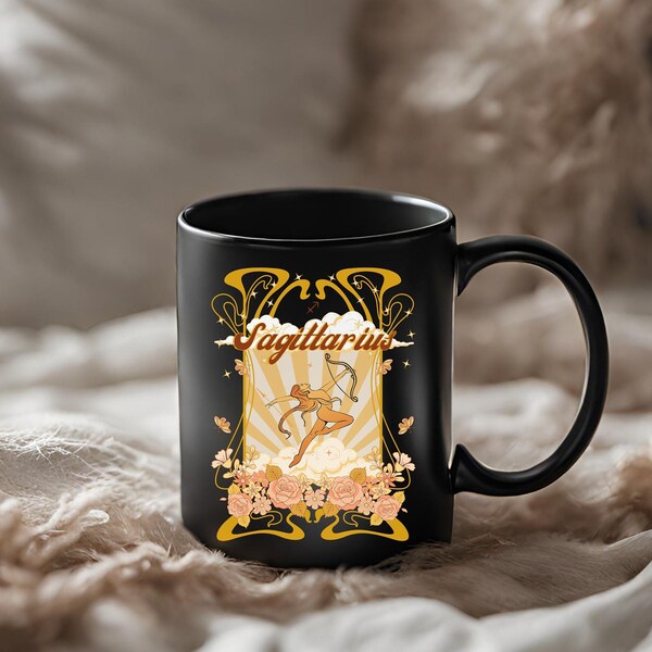 Sagittarius Zodiac mug 11oz Black Mug Zodiac mug vintage style mug astrology mug Sagittarius mug Sagittarius gift Zodiac sign mug retro zodi