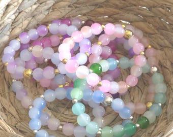 Pastel Glass Beads Made To Order Stretch Bracelet Accessories Stackable Custom Jewelry Bracelets Springtime Gift