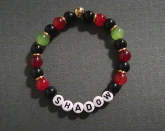 Sonic Shadow The Hedgehog-Inspired Ultimate Lifeform Black Red Green Glass Beads Video Game Character Gold Ring Stretch Bracelet Jewelry