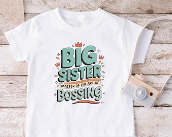 Big Sister Master of Bossing, Big Sister Toddler Shirt, Girls Sibling Tee, Sister Shirt pregnancy Announcement, New Sister Gift, Family Tee