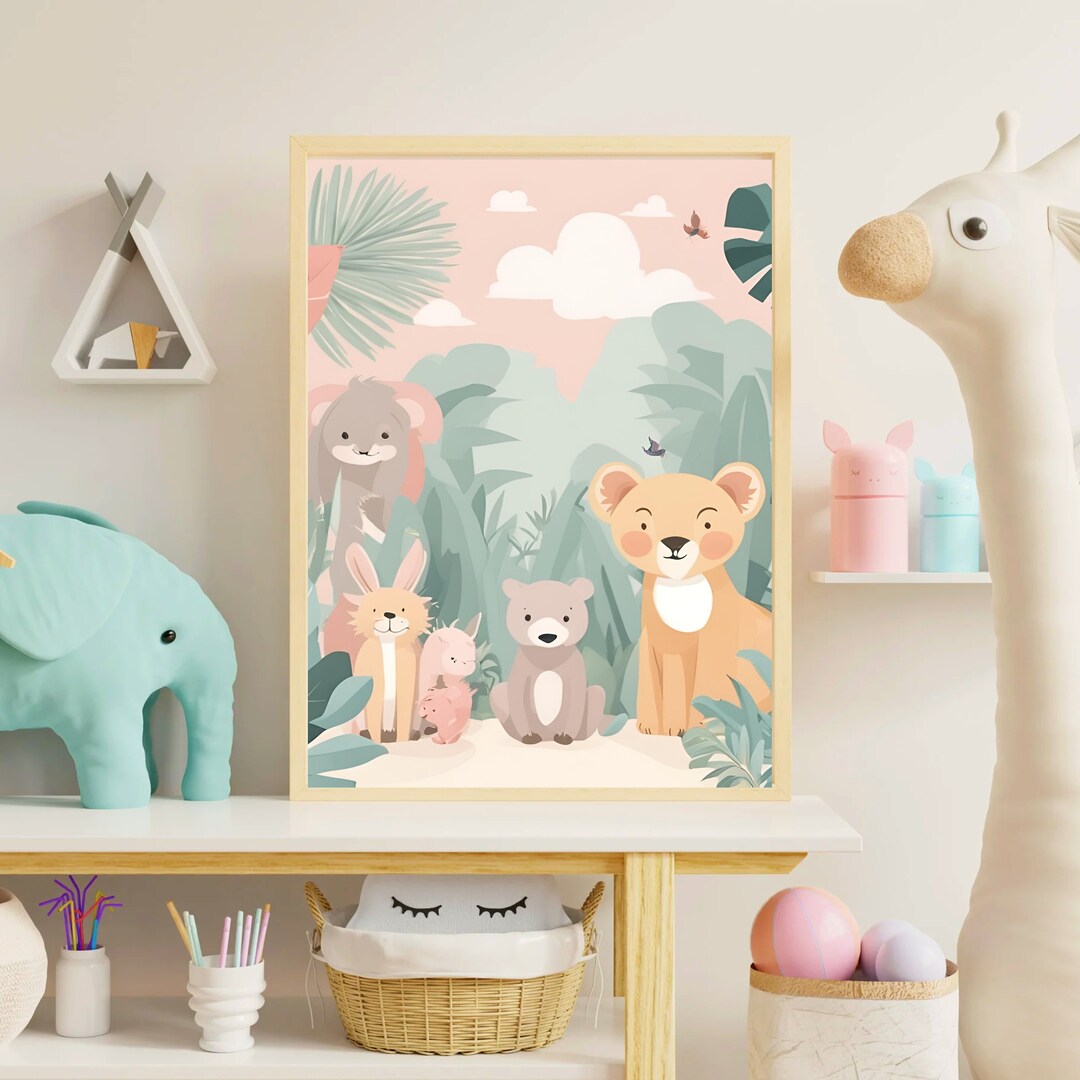 WALL ART JUNGLE Themed Printable Poster Nursery - Etsy