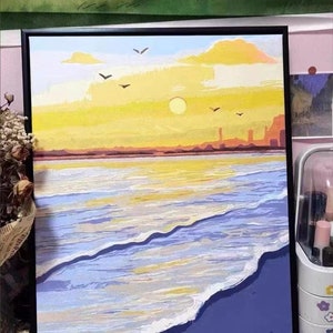 Hand-painted quartz sand acrylic texture painting hanging decoration