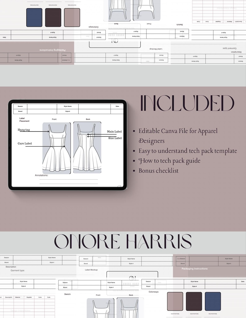 Editable Fashion Tech Pack Template | Canva Download for Designers ...