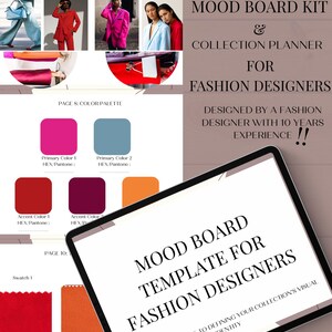 Plantilla de mood board de moda de lujo para la planificación de colecciones / Voz de marca, paleta de colores y kit de inspiración