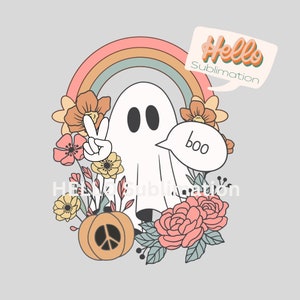Halloween PNG, Spooky Ghost, Autumn sublimation design, Fall PNG, Pumpkins, leaves PNG, Watercolor Sublimation, Instant download, Ghouls