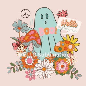 Halloween PNG, Spooky Ghost, Autumn sublimation design, Fall PNG, Pumpkins, leaves PNG, Watercolor Sublimation, Instant download, Ghouls