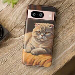 Scottish Fold Katze Google Pixel Tough Case, süßes Kätzchen Handyhülle, Schutz Tier Liebhaber Geschenk, Slim Fit stoßfeste Handyhülle, Custom Haustier