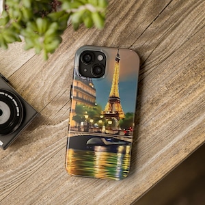 Paris Design Tough Phone Case - Stylish Protective Cover for iPhone, Eiffel Tower Accessories, France Lover Gift, Fashionable Shell, Chic