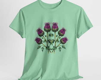 Camiseta Cardo Escocés: Estampado Botánico, Orgullo de Escocia
