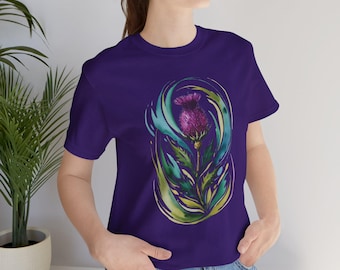 Florales Scottish Distle Tee: Botanischer Garten Kunst Shirt