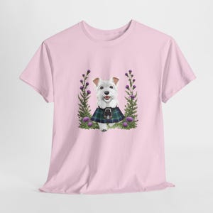 Westie Kilt T-Shirt, Cute Scottish Terrier Tee, Dog Lover Gift, Scottie Dog Shirt, Highland Terrier Top, Tartan Dog Clothing