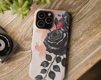 Black Rose Illustration Phone Case Magnetic Impact-Resistant Case