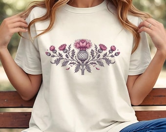 Camiseta de cardo escocés: camiseta floral de Escocia, regalo para amantes de la naturaleza