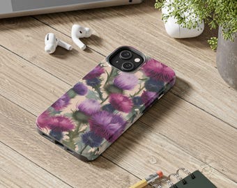 Schottische Distel iPhone Hülle: Florale botanische Schutzhülle