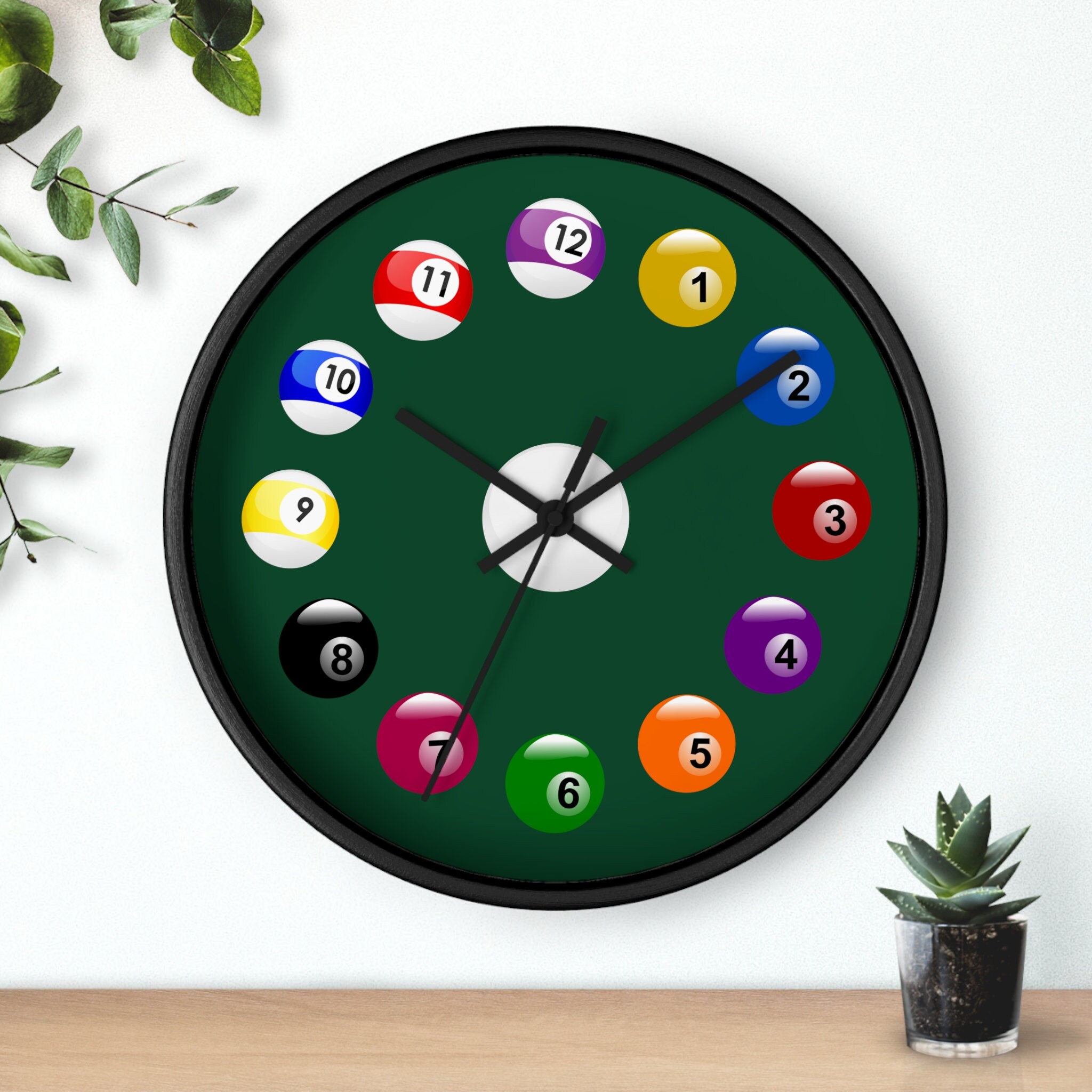 Wooden Billiard Pool CLOCK Billiards Design Game Room Decor Pool Ball Wall  Clock