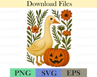 Funny Halloween Goose PNG SVG: Floral Boho Sublimation Design (Digital Download)