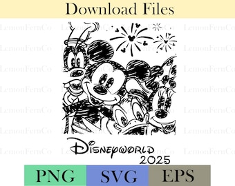 Retro Disneyworld 2025 PNG SVG: Mickey and Friends (Digital Download)