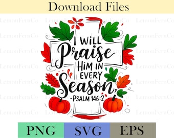 Fall Christian Cross PNG: Floral Pumpkin Bible Verse (Digital Download, SVG/EPS Included)