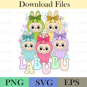 Kawaii Monster Clipart: La Bu Bu Design PNG, SVG, EPS (Digital Download)