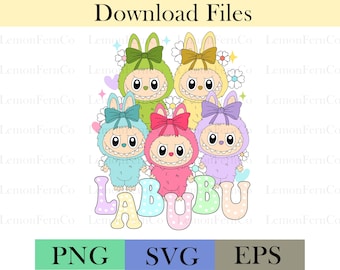 Kawaii Monster Clipart: La Bu Bu Design PNG, SVG, EPS (Digital Download)