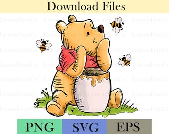 Vintage Winnie the Pooh Graphics: PNG SVG EPS Files (Digital Download)