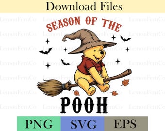 Retro Pooh Halloween-png: griezelig cartoon herfstontwerp (digitale download)