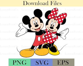 Mickey and Minnie Mouse Clipart: PNG SVG EPS Files (Digital Download)