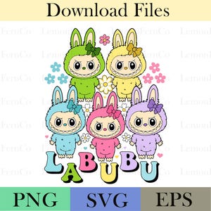 Kawaii Labubu Monster Clipart: PNG SVG EPS (Digital Download