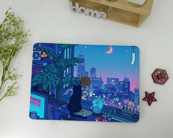 Dark Night Cat MacBook Pro 13 14 16 15 Air 13 12 Zoll M1 M2 Laptop-Abdeckung MacBook Case Custom Protect Cover für MacBook Air 13 15 pro Hülle