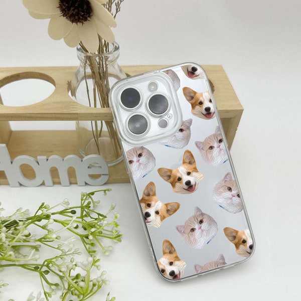 Custom dog face iPhone case, Custom photo phone case, iPhone 15 14 Pro Max XR iPhone 13 12 Mini 14 11 Pro iPhone 8 7 Plus SE,Birthday gift