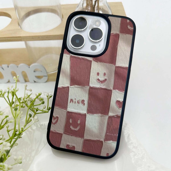 Striped lattice iPhone case, Custom photo phone case, iPhone 15 14 Pro Max XR iPhone 13 12 Mini 14 11 Pro iPhone 8 7 Plus SE,Birthday gift