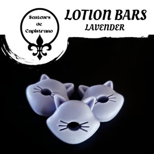 Lavender Lotion Bars | Hand Made, Solid Lotion Bar with Carrying Tin & Refills | Unique Design for Cat Lovers | Shea Butter with Coconut Oil