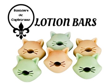 Moisturizing Lotion Bars | Hand Made, Solid Bar with Carrying Tin | African Shea Butter with Olive Oil| Unique Design/Gift for Cat Lovers