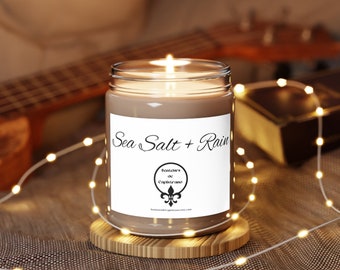 Sea Salt + Rain | Scented 100% Soy Candle | 9oz | Perfect for Spring Cleaning & Throughout the Summer