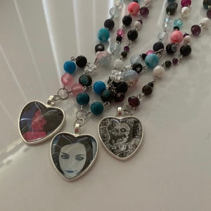 album cover heart pendant beaded necklace / customizable