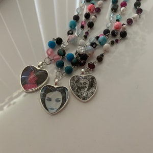 album cover heart pendant beaded necklace / customizable