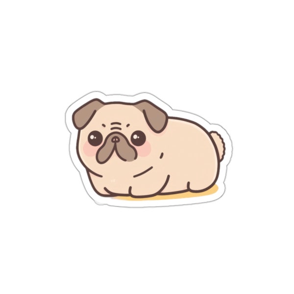 Slightly Grumpy Pug Cute Kawaii Dog Sticker – Adorable Cutout Sticker of a Grumpy yet Charming Pug, Perfect for Laptops, Water Bottles, etc