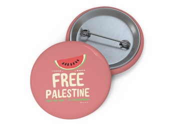 Free Palestine Pink Pin Button, Watermelon Palestine Symbol Fashion Accessory for Shirts, Backpacks, Bags. Profits Donated.