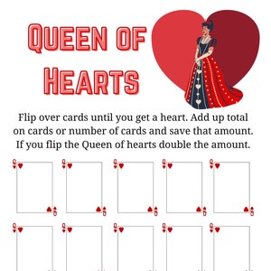 Queen of Hearts Savings Challenge Card Game