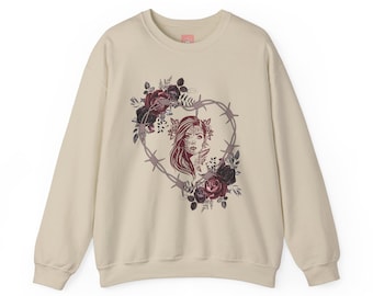 Sudadera unisex de cuello redondo Heavy Blend™ - Mujer con flores