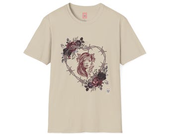 Camiseta gótica con calavera floral y gráfico oscuro